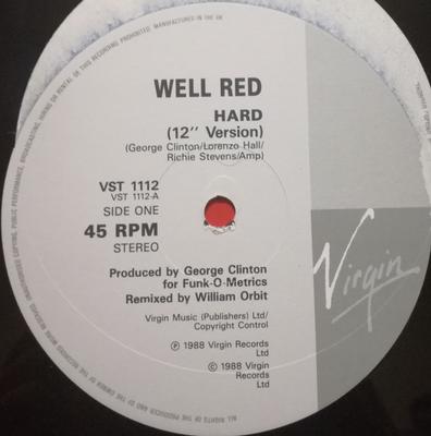 12inch Record WELL RED - Hard VST1112 Virgin 1988 UK Dance & Electronica Used