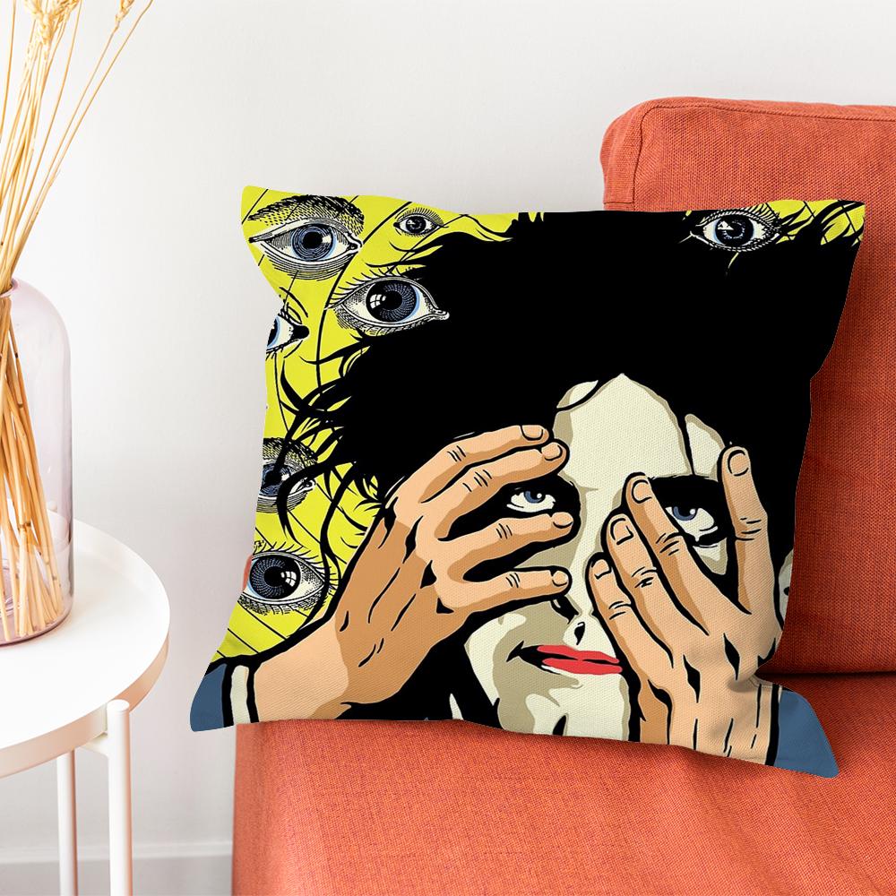Vintage The Cure Rock Band Pillow Case Pillow Case Living Room Sofa Cushion Cover Suitable For Home Bedroom Room Decoration