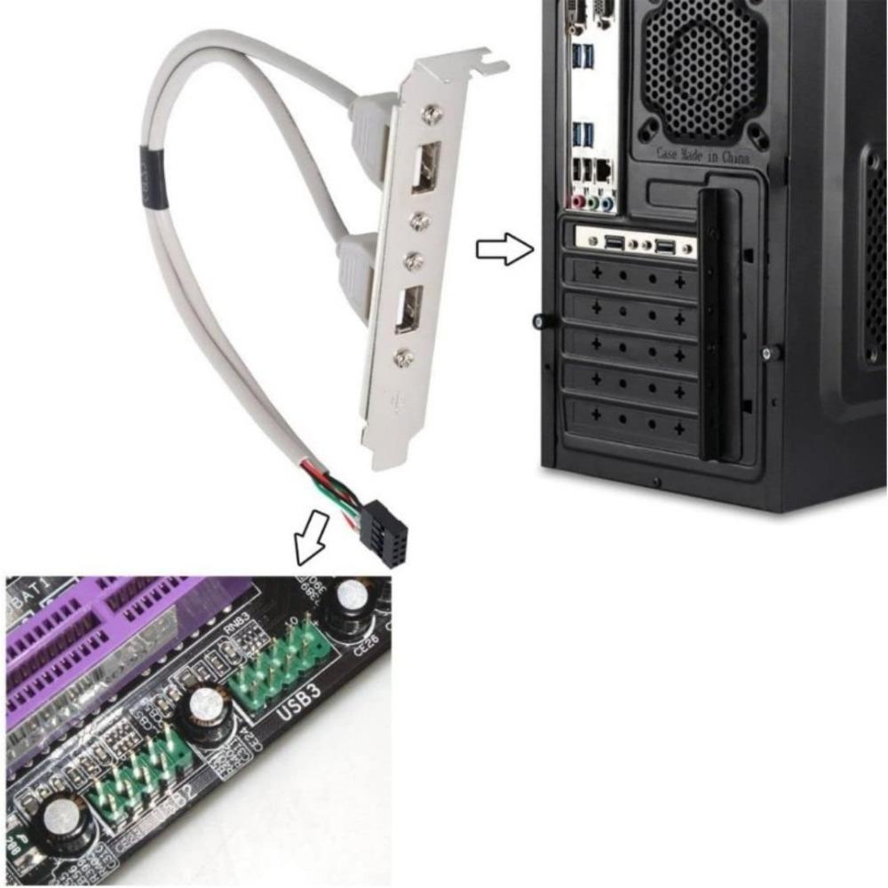 USB 2.0 IDC 9‑Pin Motherboard Header Adapter 2 Port 4 Port Rear Panel Expansion Bracket for Desktop PC Mainboard Accessory