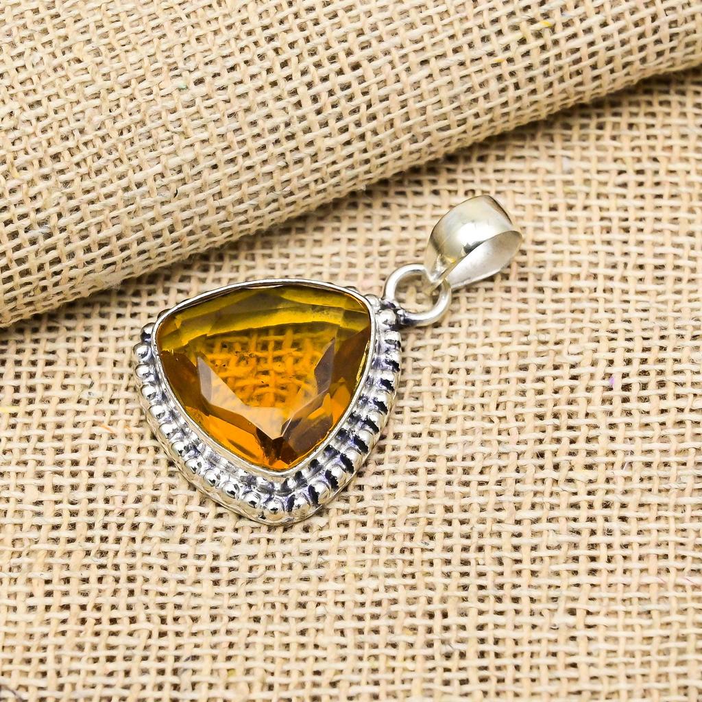 Citrine Gemstone 925 Sterling Silver Handmade Wedding Pendant Jewelry For Thanksgiving
