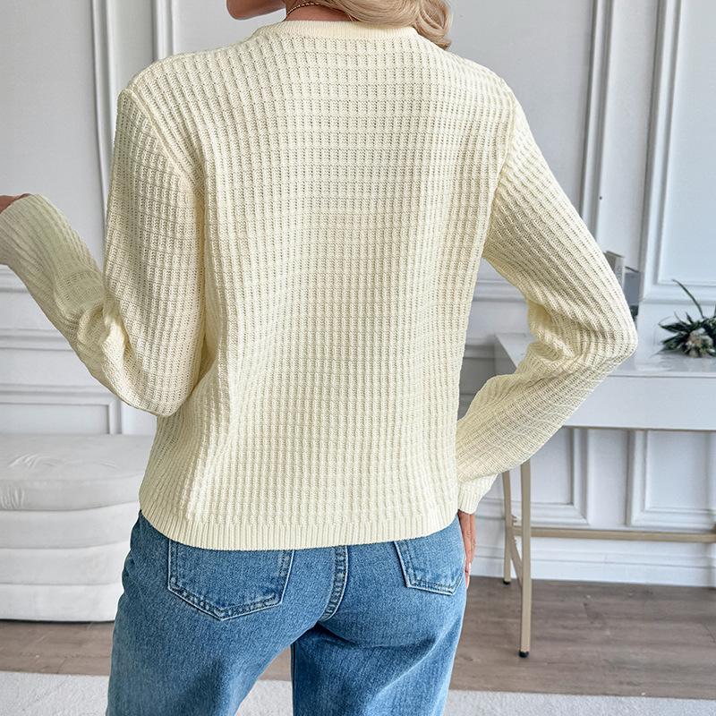 Nový podzimní a zimní ležérní korejský styl kovový knoflíkový kardigan jednobarevný svetr bunda pro ženy