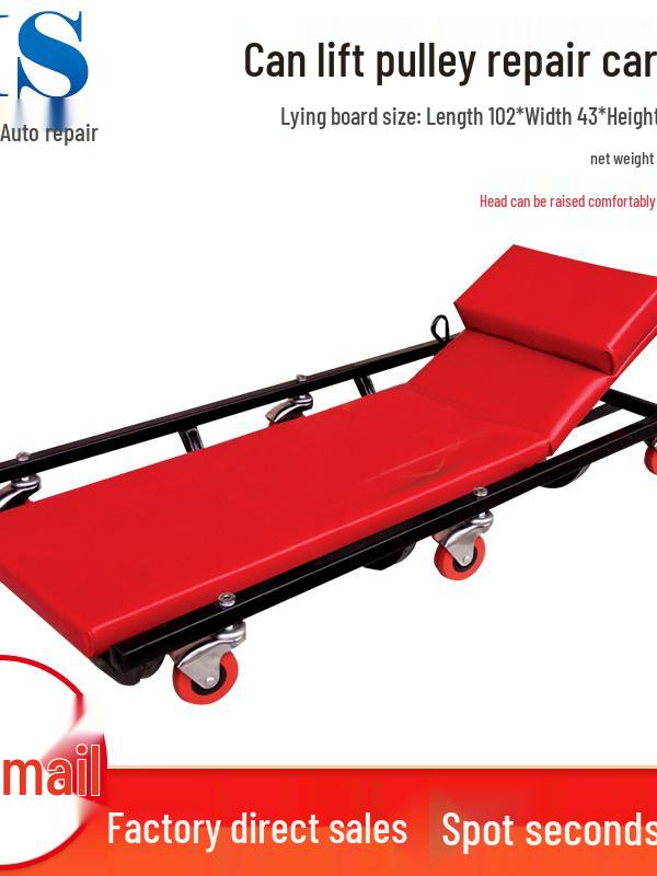 40-calowy poszerzony leżak warsztatowy z zagłówkiem i kółkami