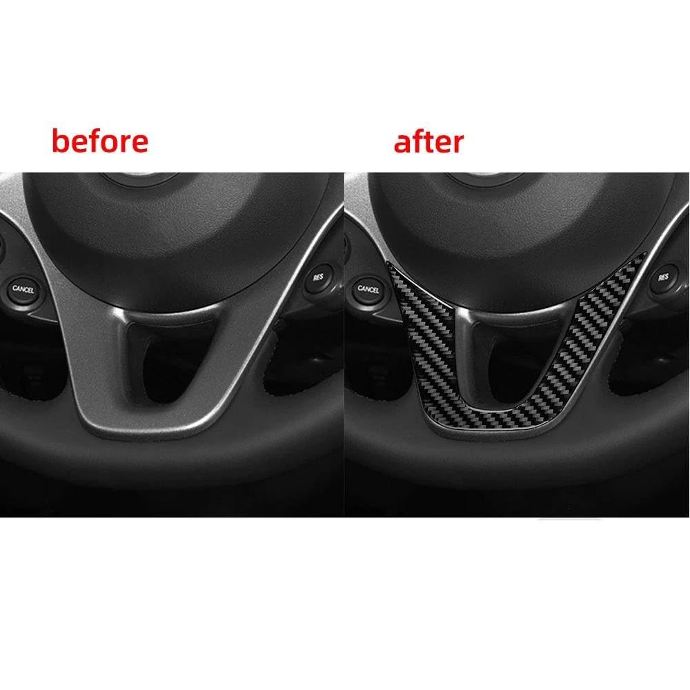 Accessories Car Interior Carbon Fiber Style Steering Wheel Decoration Cover Trim Sticker for Smart 453 FourTwo 2016-2021
