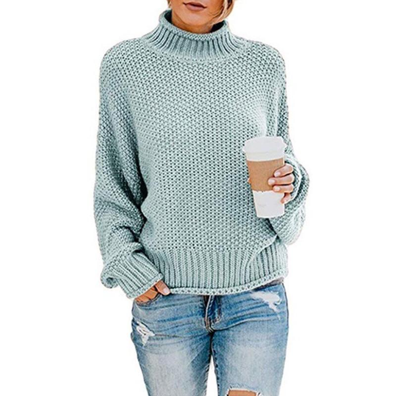 2025 Women's High Neck Loose Pullover Sweater - Autumn/Winter Plus Size European & American Style
