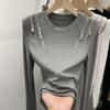New Spring and Autumn Women's Solid Color O-Neck Long Sleeve Slim Knitted Pullovers Zipper Trendy Comfortable Commute Tops