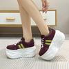Fashion 10CM Microfiber Leather Chunky Sneakers New Autumn High Platform Wedge Heels Casual Shoes Breathable Comfortable Dad Shoes