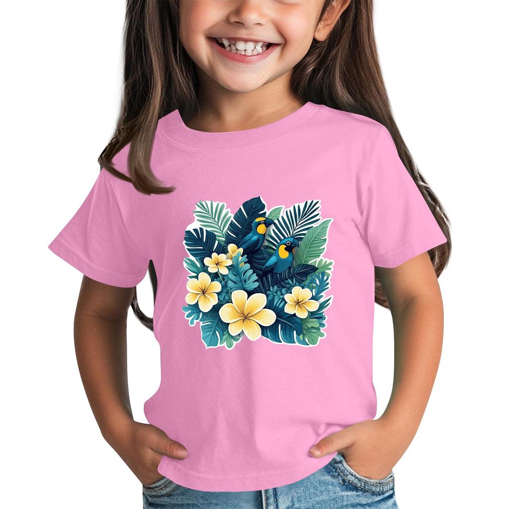 Mote for barn Daglig Trykket Rund hals Kortermet Casual T-skjorte Topp