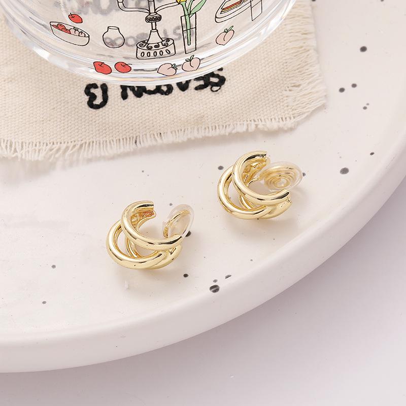 Minimalist Metallic Ear Cuff Hoops: No-Piercing European & American Style