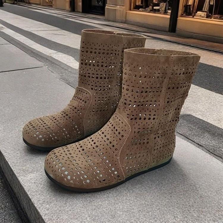 

Retro hollow net boots shoes women s popular 2025 new summer breathable versatile flat bottom 40
