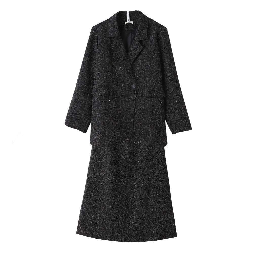 

Женский утолщенный костюм с юбкой большого размера для осени/зимы 2025 - Маленький комплект из двух предметов 130-320 Цзинь 5XL (recommended 220-260 jin)