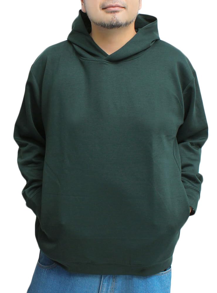 

One Colors Men s Plus Size Pullover Hoodie, Zip-Up, Soft Cardboard Stretch Dry Sweatshirt, Size 5L, Green (Pullover)