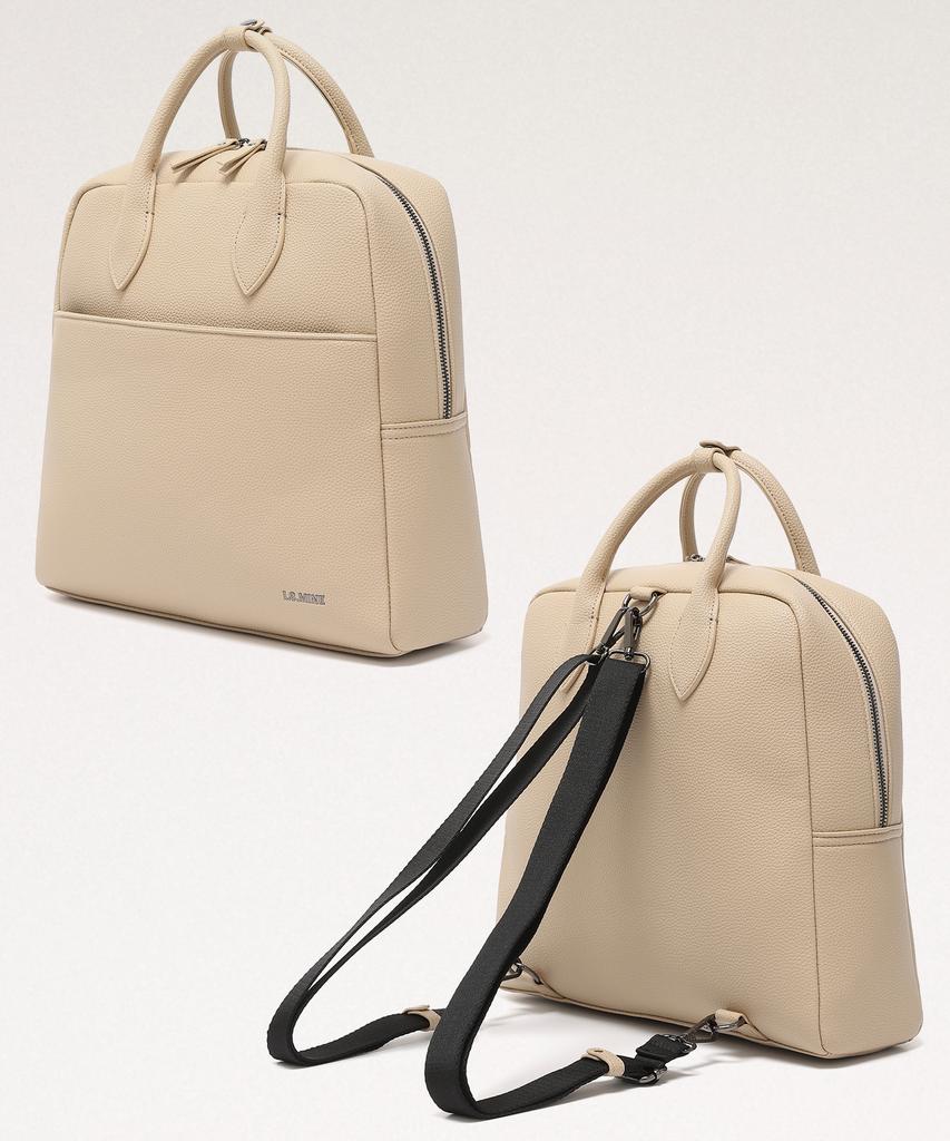Lemine 2-Way Briefcase Bag (Beige)
