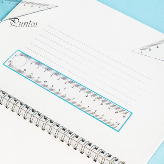 1 Set Transparent Ruler Easy-to-Use Clear Scale Round Hollow Design with Set Squares Protractor Stationery Learning Tools