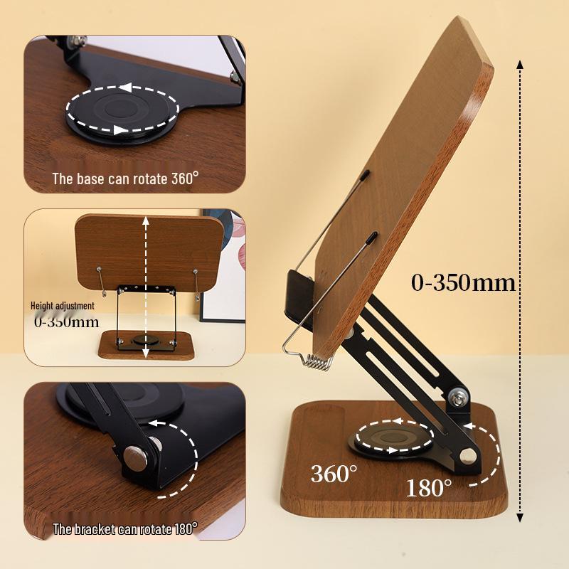 Wood Grain Folding Desktop Reading Stand for Books and Tablets