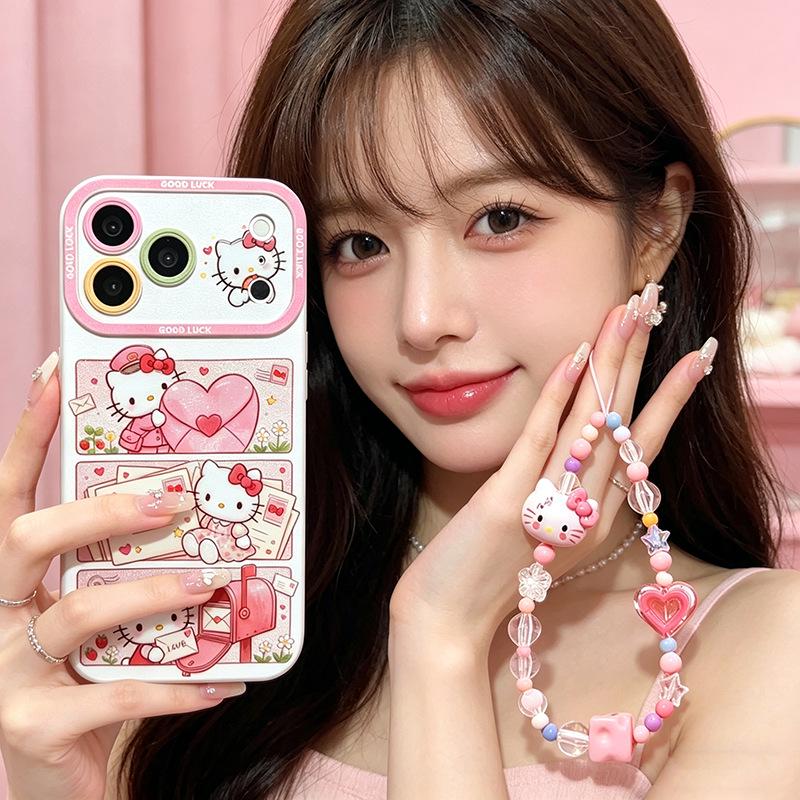 2026 Glitter 6D Embossed KT Cat Case for Apple 17 Pro Max/16 Pro Max/15: Full Coverage, Creative & Soft