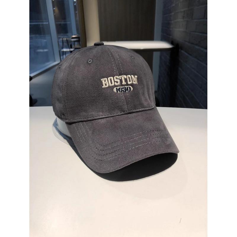 Boston Letter Embroidered Baseball Cap With Breathable Cotton For Casual Streetwear