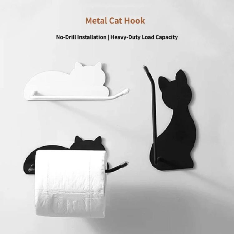 Elegant Cats Shaped Adhesive Hook Tissue Roll Dispenser For Home Office Kitchen Use Bathroom Decoration