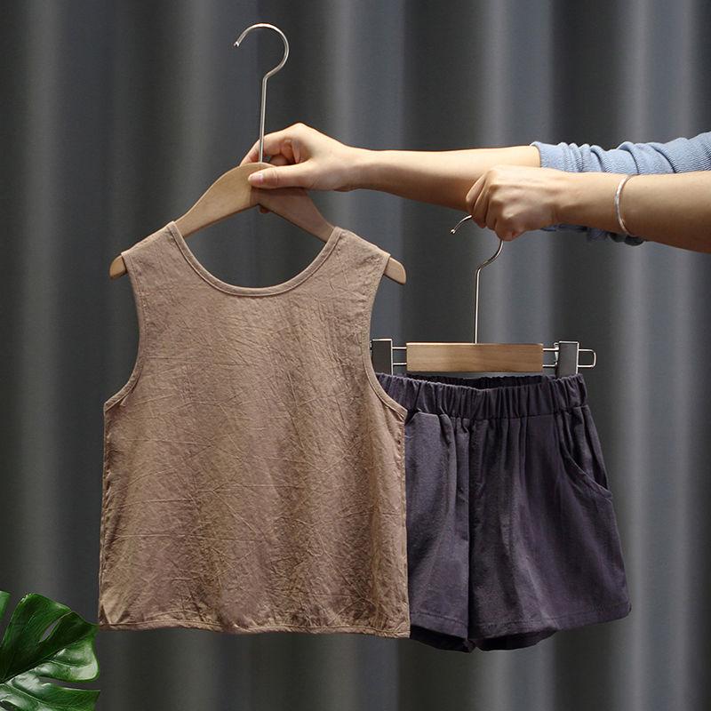Sommerweste für Jungen Kinder Koreanischer Stil Trendige Kleidung Baby Hübsches Ärmelloses Zweiteiliges Set