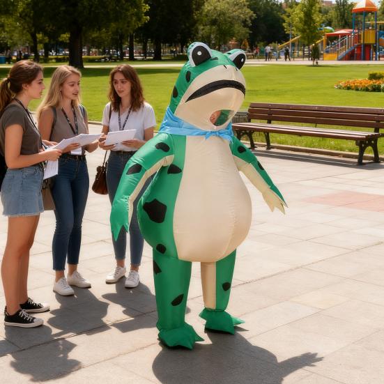 Inflatable Frog Costume for Adults Kids Funny Blow Up Frog Costume with Air Pump Frog Onesie Suit for Halloween Party