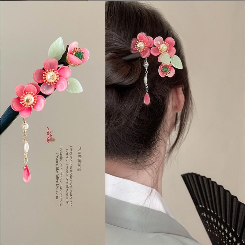 Light Luxury New Chinese Flower Fringed Hairpin, National Style Advanced Sense, Ancient Style Hairpin, Hairpin Headdress