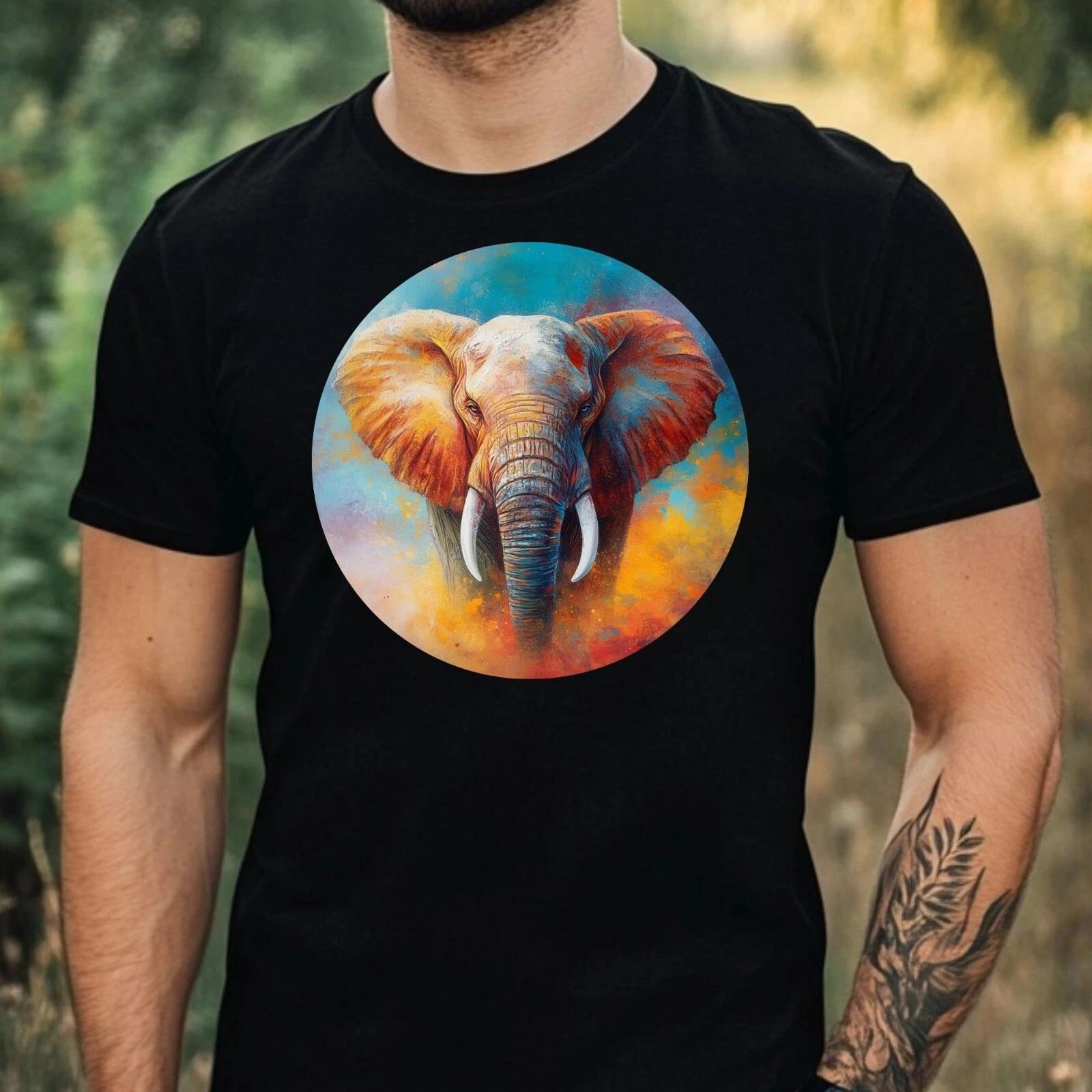 T-Shirt Herren Elefant Portrait Motiv Baumwolle Größe XS bis 5XL XXXXL