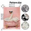 DIY Framed Pearl Painting Kit with Elegant Swan in Bathtub 5D Sparkling Bead Art Canvas Ready to Display Home Decor Modern Gift Idea