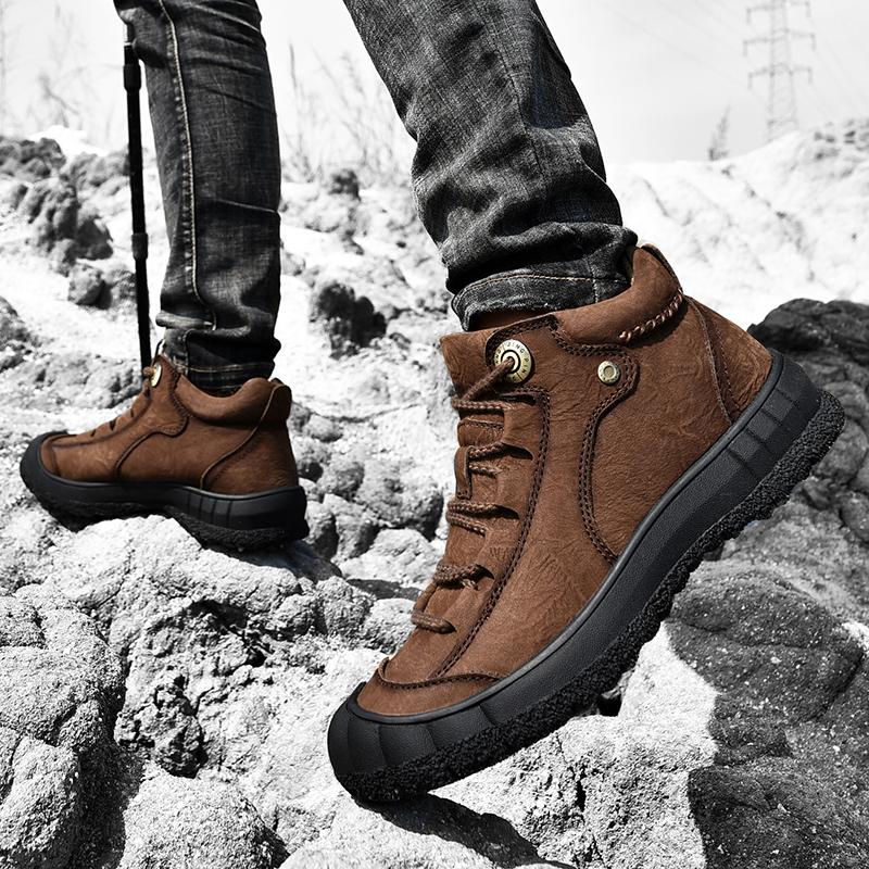 Echtes Leder Herren Schuhe Sneakers Wasserdichte Outdoor Herren Stiefel Bequeme Herren Wanderschuhe