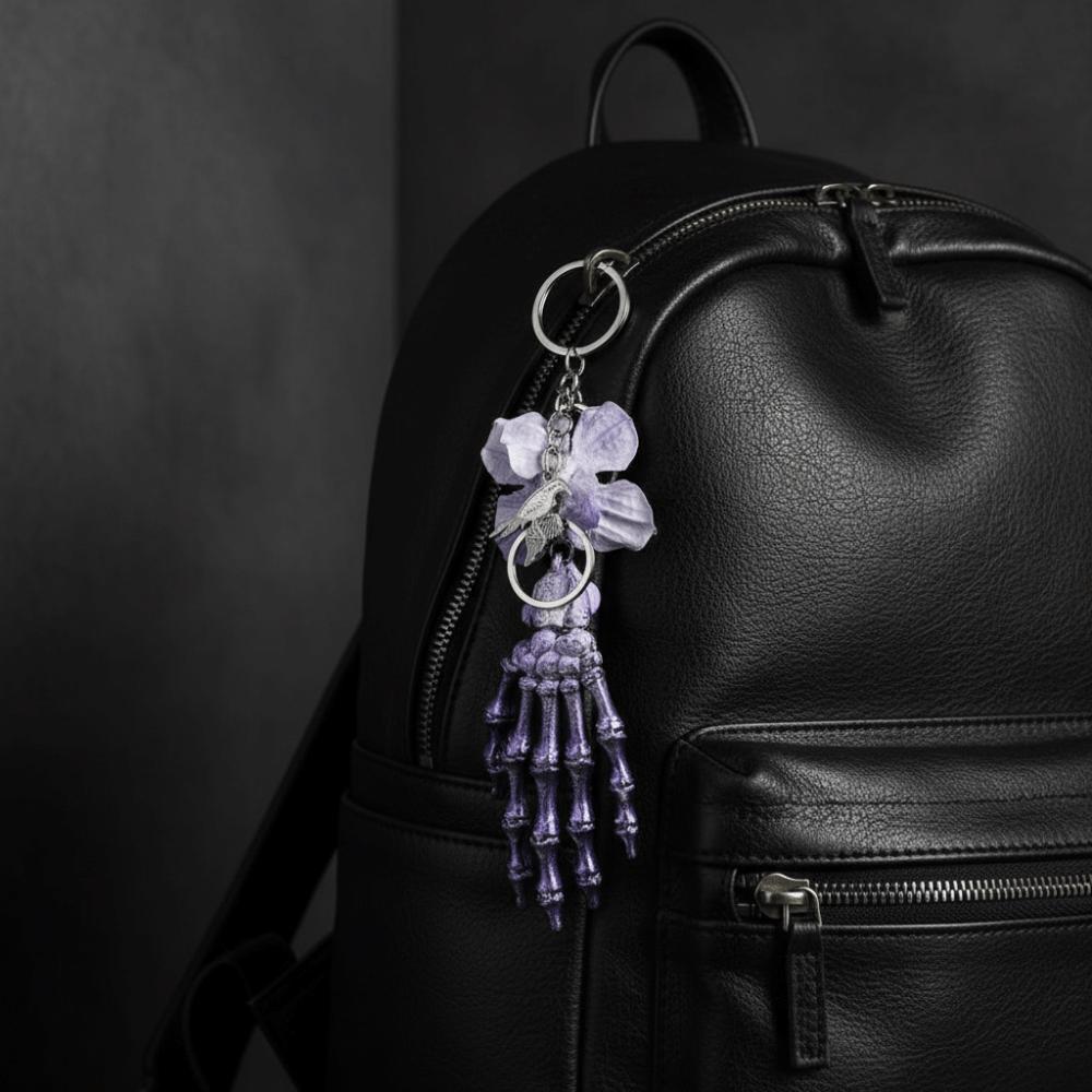 Metallic-luster Gothic Skeleton Hand Dark Aesthetic Bag Charm Alt-fashion Enthusiasts