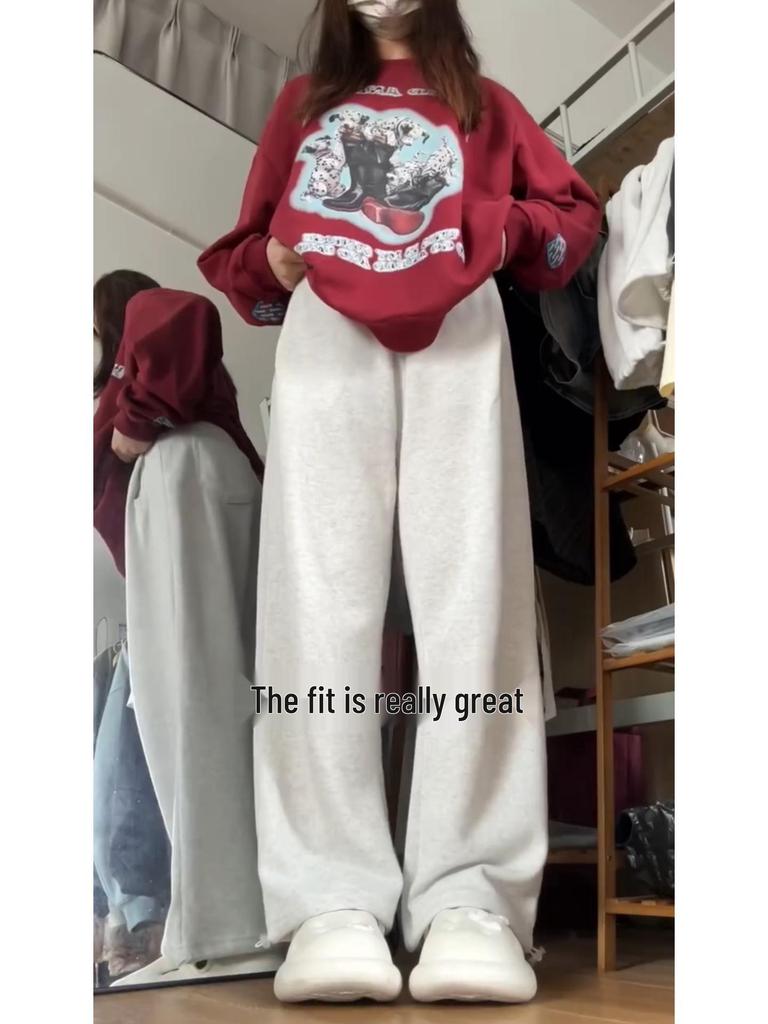 Damskie szare spodnie dresowe Petite z szerokimi nogawkami – jesienne spodnie dresowe na co dzień w stylu joggers na rok 2024