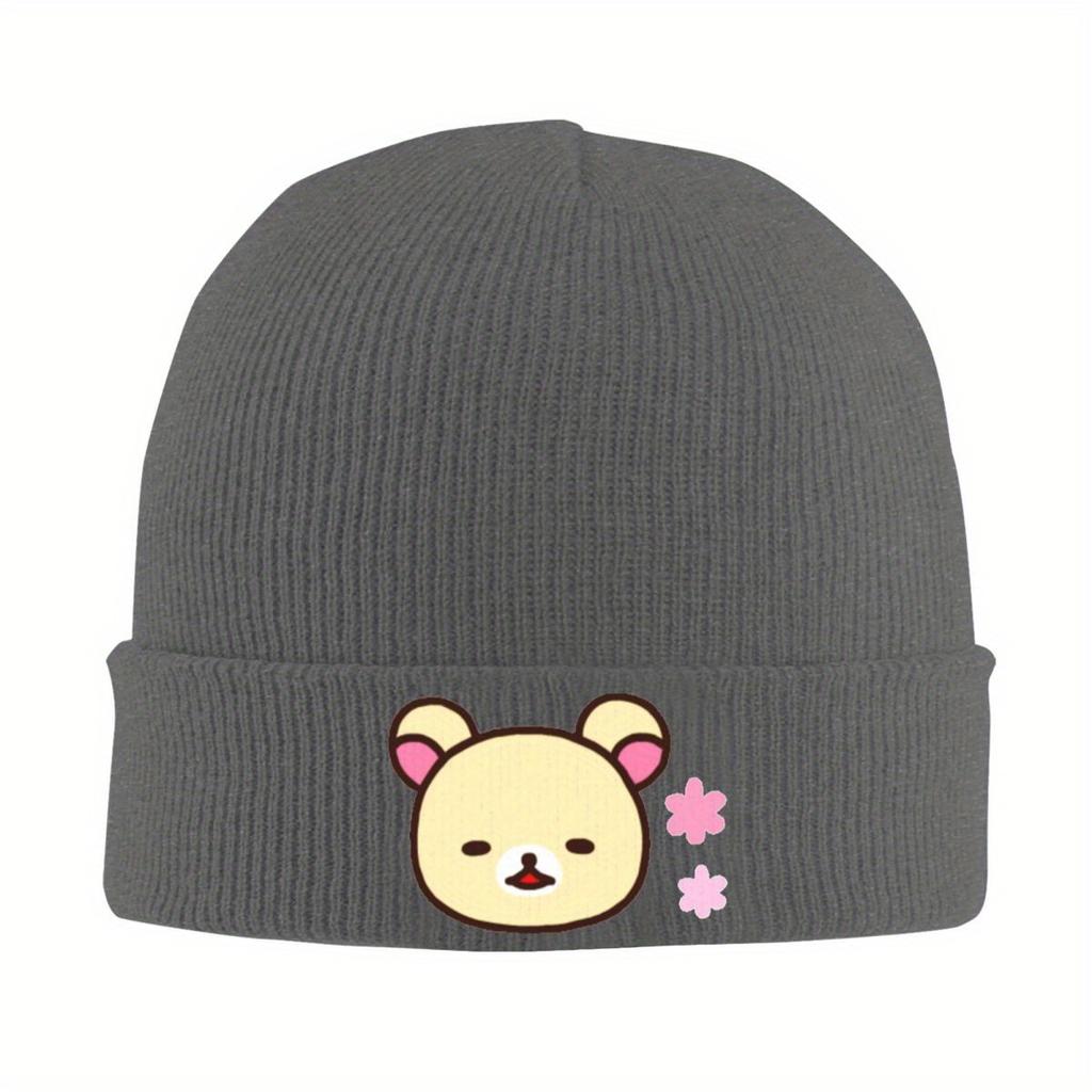Rilakkuma Korilakkuma Beanie Hats Retro Caps Unisex Adult Kpop Skullies Beanies Winter Printed Elastic Beanie Hat