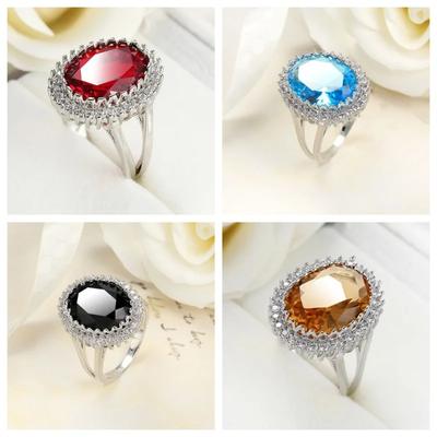 Neuer Damen Verlobungsring 4 Farben Künstlicher Zirkon Kupfer Zirkon Exquisit Mode Trendig Hochzeitsparty Zirkon