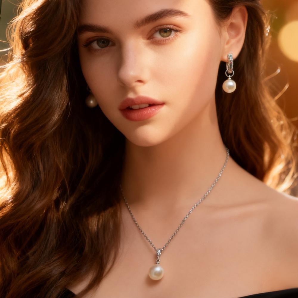 Leaf Imitation Pearl Necklaces Earrings Sets For Women Fashion Flower Cubic Zirconia Pendant with Chain Birhday Gift