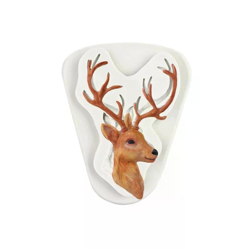 Hirschkopf Silikon Kuchenform Fondantformen Kuchen Dekorationswerkzeuge Schokolade Gumpaste Form Fondantwerkzeuge Seifenform Weihnachten