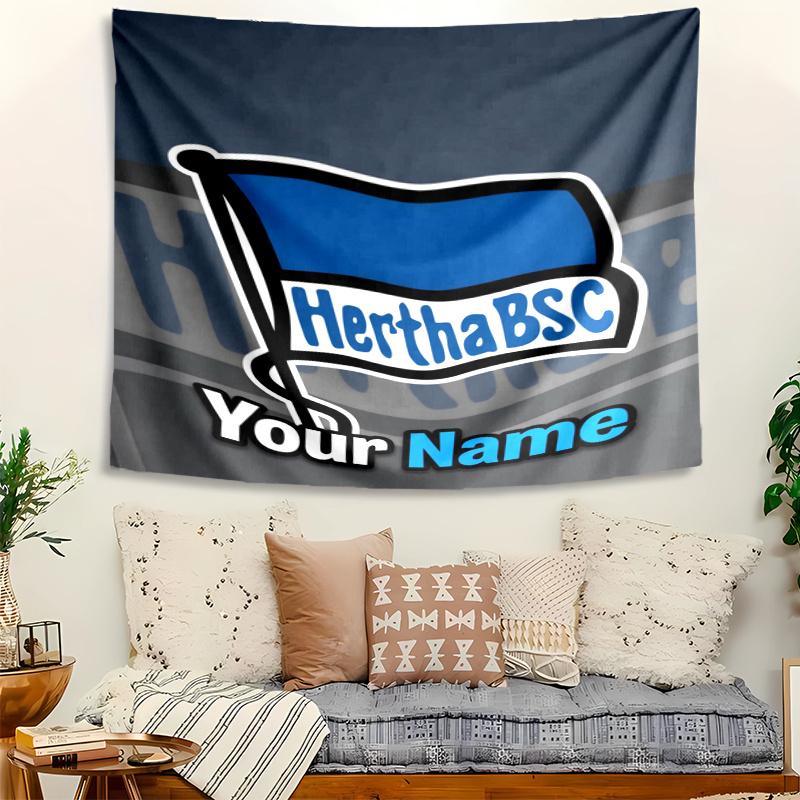 Hertha BSC Tapestry with Custom Name Wall Hanging Room Background Cloth Home Decor Beach Mat Yoga Mat Sofa Bed Sheet