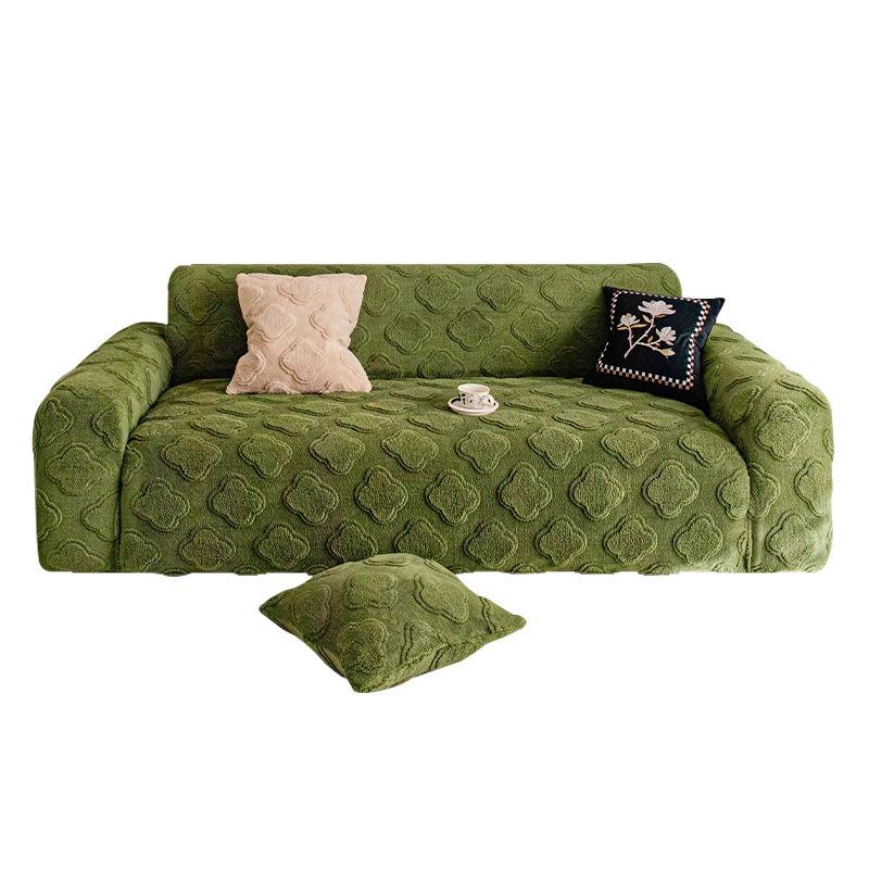 Winter Plush Green Sofa Cover New All in One Anti Slip Sofa Cover All Inclusive Universal Cover Anti Cat Scratch Cloth