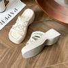 Fashion outer wear thick-soled cool slippers women's summer new hollow mesh thick heel slippers fashion sandals small size