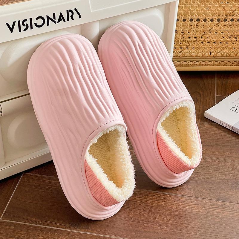 Zimní zateplené Dámské Pantofle Běžné Plyšové Ploché Domácí Vodotěsné Neklouzavé Boty Vnitřní Venkovní Silná platforma Domová pantofle