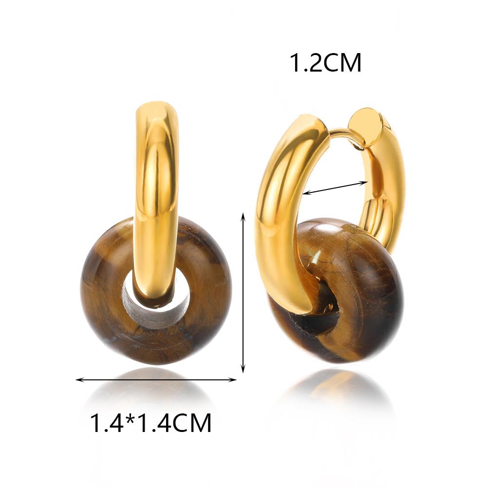 Kolorowe Kolczyki Koła z Kamienia Naturalnego Dla Kobiet Stal Nierdzewna Opal Okrągłe Geometryczne Kolczyki Wiszące Moda Biżuteria Boho Prezenty