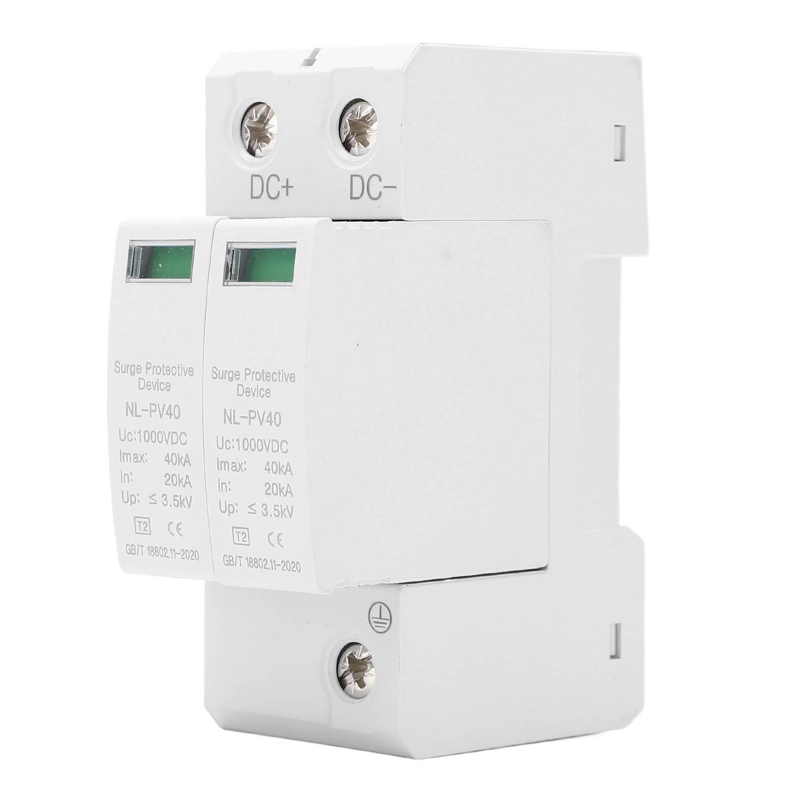 

2P Пристрій захисту від перенапруг 20 до 40 кА Вогнестійкий 36 мм Монтаж на рейку Фотоелектричний захист від перенапруг