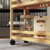 Serving Cart, 3 Tiers, Slatted Shelves, Fall Protection, Bamboo, 55 x 20 x 75 cm