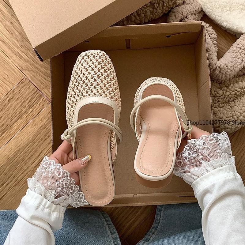 Fashion Women Mesh Ballet Flats Fishnet Ballerina Flats Comfortable Round Toe Ballet Shoes Breathable Casual Walking Shoes for Commuting