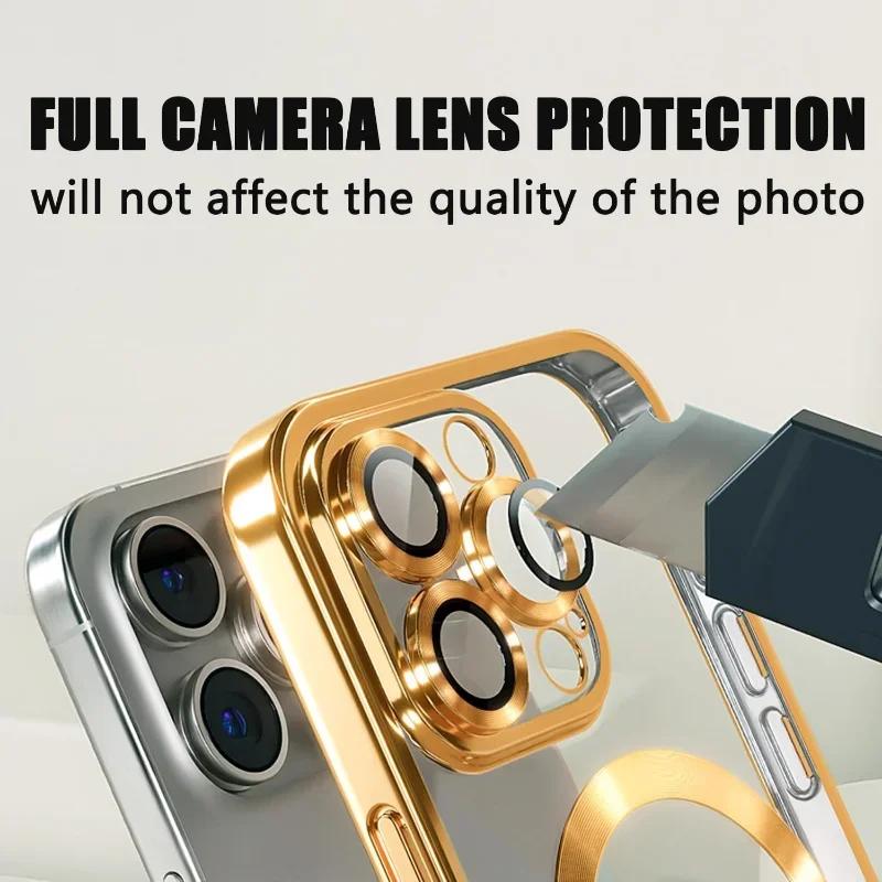 Full Protection Magnetic Wireless Charge Case For  For For Iphone 17 16 15 14 13 12 Pro Max Case With Camera Lens Protector