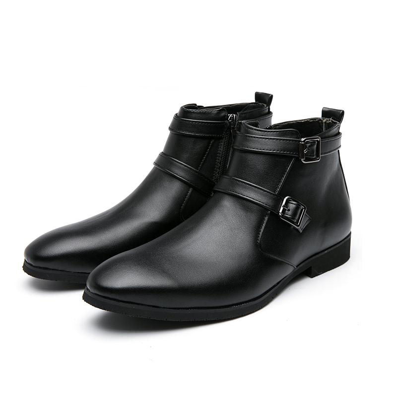 All-match Men Ankle Boots Elegantes Formal Business Office Man Shoes Classic Men Chelsea Boots Side Zipper Leather Dress Shoes