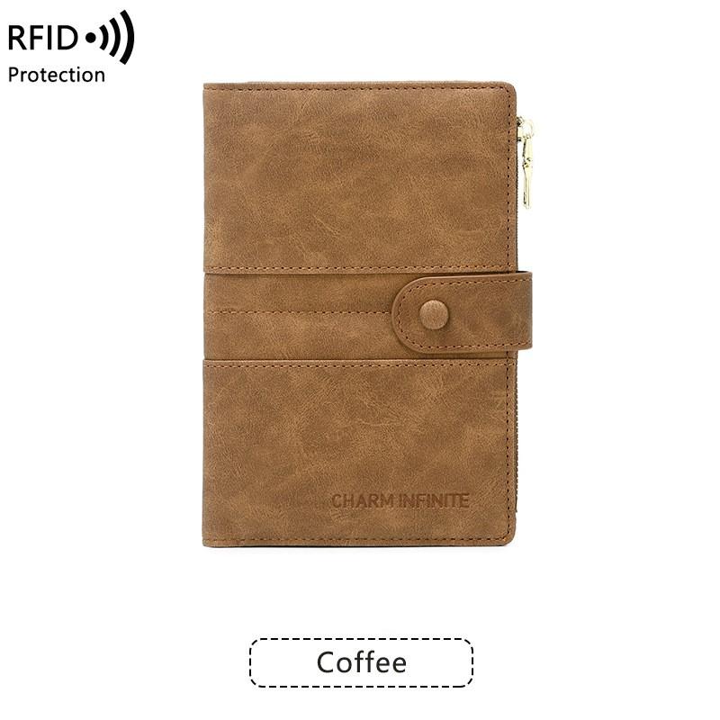 

RFID-держатель для паспорта, многофункциональная дорожная сумка для паспорта с пряжкой на молнии 11x1x17cm кофейный