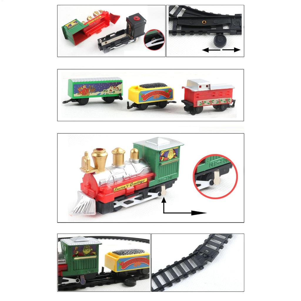 Świąteczny Zestaw Kolejkowy Elektryczna Kolejka Zabawkowa z Torami Okrągły Okrąg Światło Dźwięk Zabawna Gra dla Dzieci Dzieci Rodzinna Impreza Świąteczna Prezent