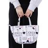 Cecil McBee Green Tote Bag, Women's Logo Pattern Mini Tote, CM121139, White