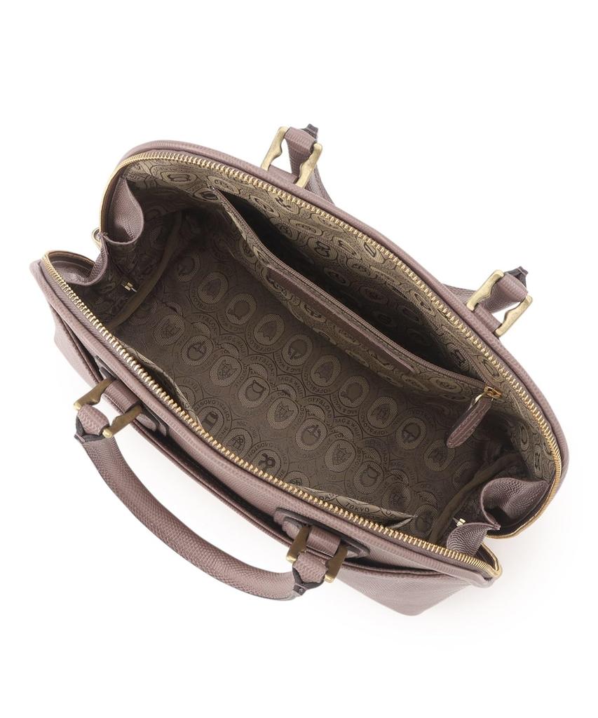 Toff and Loadstone Majesty Handbag, Embossed Cowhide Leather, One Size, Maroon and Dusty Pink