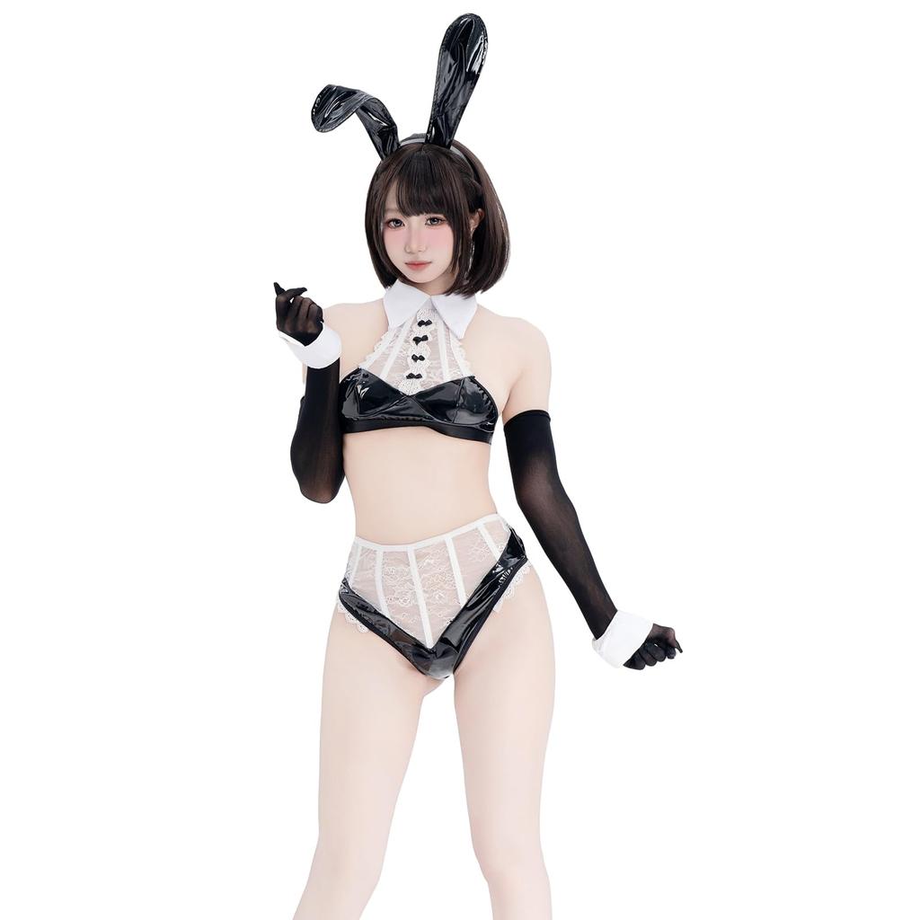 Bunny Girl Sexy Cosplay Rabbit Bunny PU Leather Moe Erotic Erotic Underwear Bodyco Cute Costume Disguise Photography Halloween One Size Headband Tops