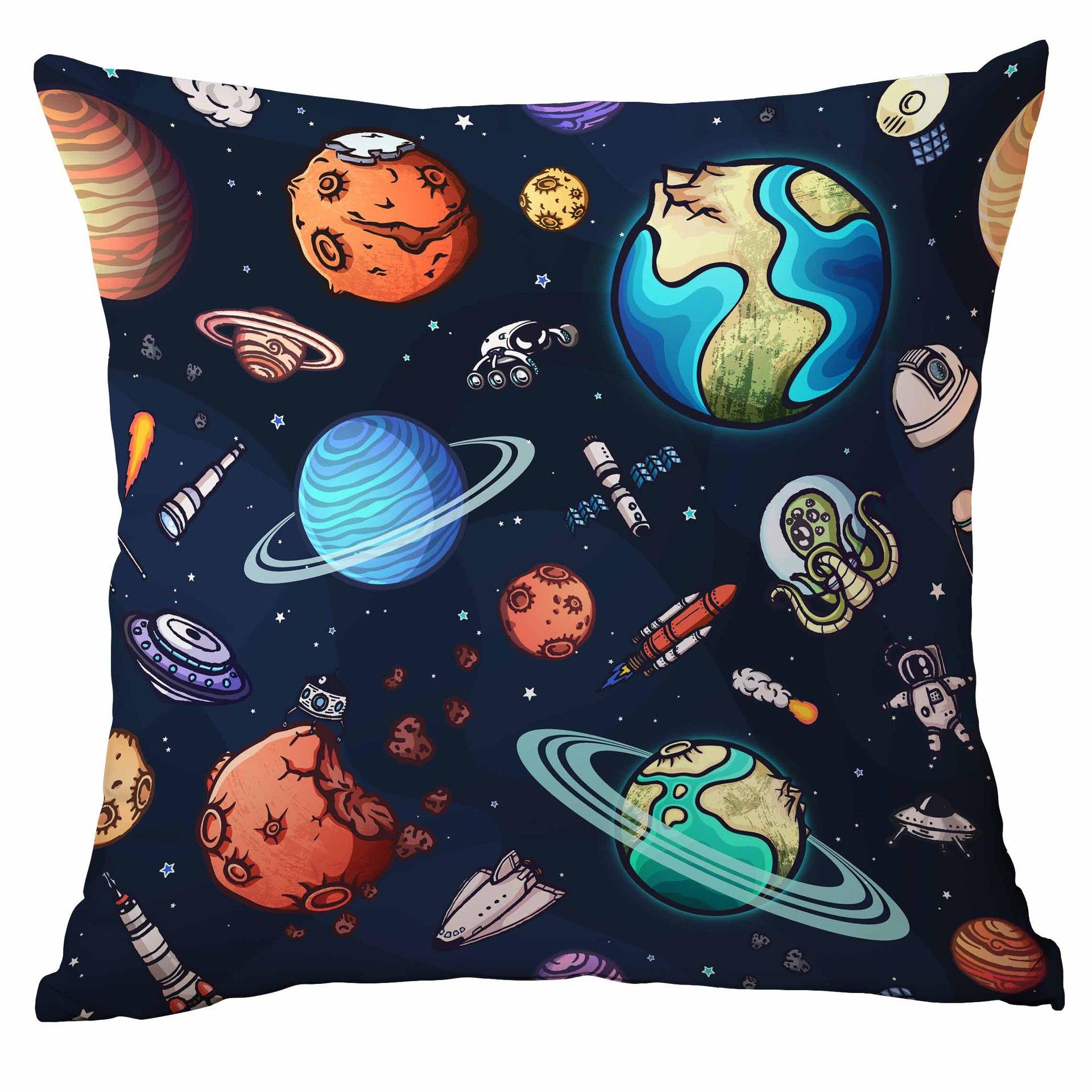 

Starry Spaceship Digital Printing Pillow Cover Home Sofa Cushion Pillow Cover Ornament Premium Durable Quality 45 * 45Cm