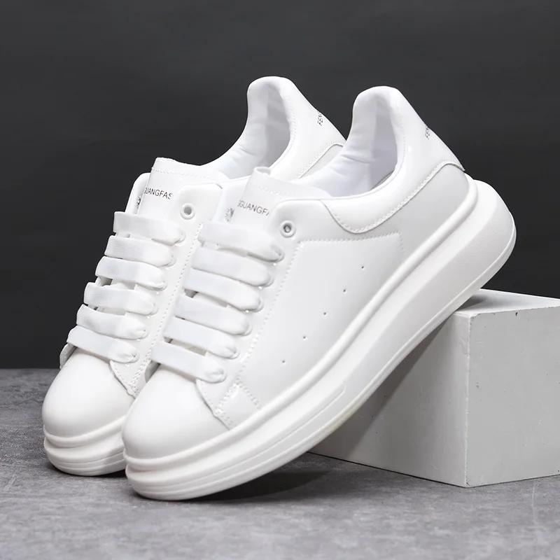 Brand Men's Shoes Black Glossy Casual Men Shoes White Fashion Couple Sneakers Man Shoes for Men